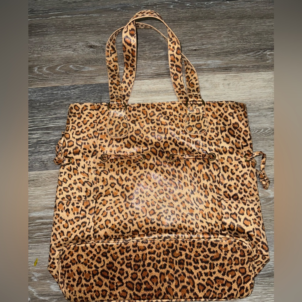 Neiman Marcus Tan & Black Leopard Print Tote Bag - Picture 4 of 6